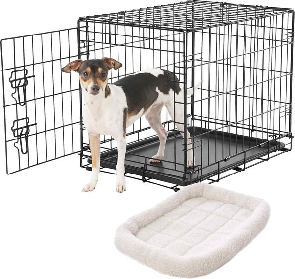 Frisco Fold & Carry Single Door Collapsible Wire Dog Crate, 24 inch & Frisco Quilted Dog Crate Mat, Ivory, 24-in slide 1 of 5