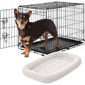 Frisco Fold & Carry Single Door Collapsible Wire Dog Crate, 30 inch & Frisco Quilted Dog Crate Mat, Ivory, 30-in