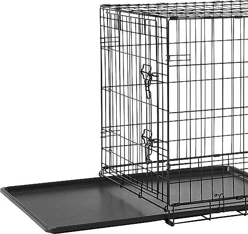 Frisco Fold & Carry Single Door Collapsible Wire Dog Crate, 36 inch & Frisco Quilted Dog Crate Mat, Ivory, 36-in