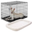 Frisco Fold & Carry Single Door Collapsible Wire Dog Crate, 48 inch & Frisco Quilted Dog Crate Mat, Ivory, 48-in