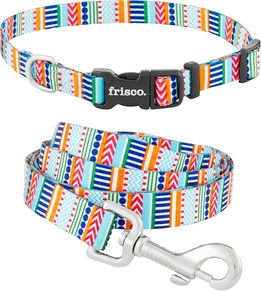 Frisco Geo Graphic Print Dog Leash, Medium: 4-ft long, 3/4-in wide & Frisco Geo Graphic Print Dog Collar, Medium: 14 to 20-in neck, 3/4-in wide slide 1 of 5
