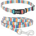 Frisco Geo Graphic Print Dog Leash, X-Small: 6-ft long, 3/8-in wide & Frisco Geo Graphic Print Dog Collar, X-Small: 8 to 12-in neck, 3/8-in wide