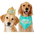 Frisco Happy Birthday Dog & Cat Crown, Medium/Large & Frisco Dog & Cat Birthday Bandana, One Size