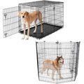 Frisco Heavy Duty Fold & Carry Double Door Collapsible Wire Dog Crate, 48 inch + Wire Dog Exercise Pen with Step-Through Door, Black, 48-in