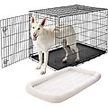 Frisco Heavy Duty Fold & Carry Single Door Collapsible Wire Dog Crate, 48 inch & Frisco Quilted Dog Crate Mat, Ivory, 48-in