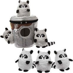Frisco Hide & Seek Plush Trash Can Puzzle Dog Toy & Frisco Hide & Seek Raccoon Dog Toy Refills, 3-pack