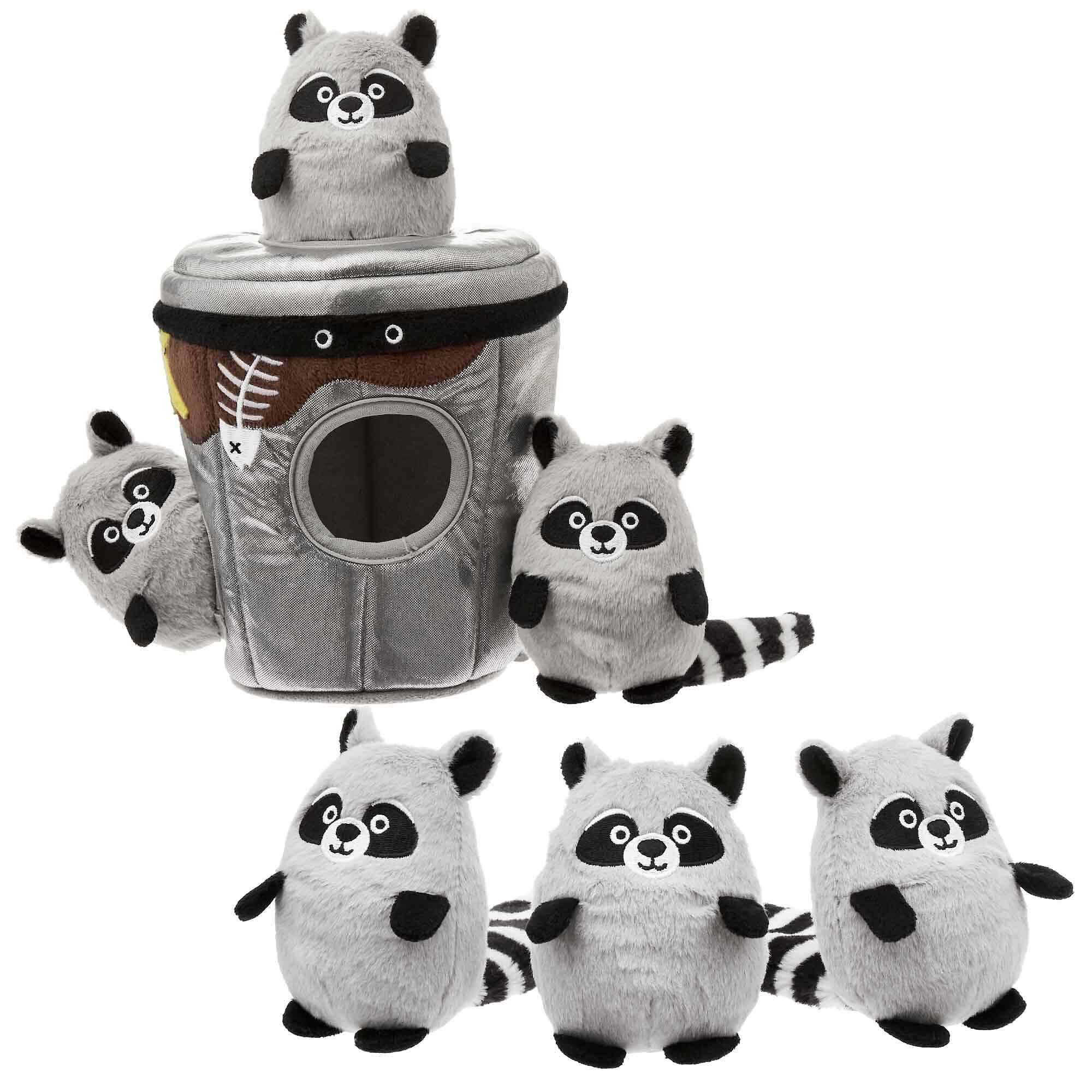 FRISCO Trash Can & Raccoons Hide & Seek Puzzle Plush Squeaky Dog Toy ...