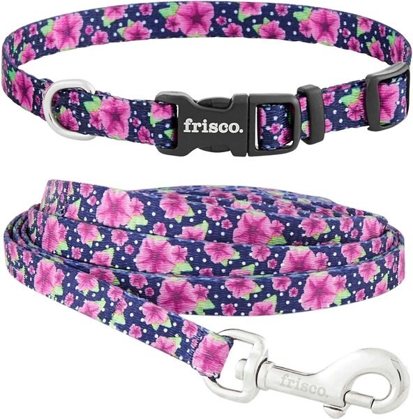 Frisco Midnight Floral Dog Leash, Large: 4-ft long, 1-in wide & Frisco Midnight Floral Dog Collar, Large: 18 to 26-in neck, 1-in wide slide 1 of 5