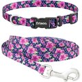 Frisco Midnight Floral Dog Leash, Medium: 4-ft long, 3/4-in wide & Frisco Midnight Floral Dog Collar, Medium: 14 to 20-in neck, 3/4-in wide