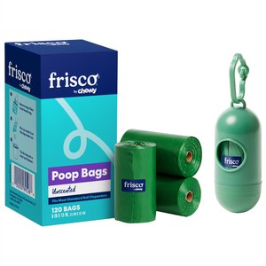 Frisco Refill Dog Poop Bags, Unscented, 120 count & Frisco Dog Poop Bags + Dispenser, Unscented, 15 count