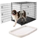 Frisco XX-Large Heavy Duty Double Door Wire Dog Crate, 54 inch & Frisco Quilted Dog Crate Mat, Ivory, 54-in