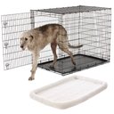 Frisco XX-Large Heavy Duty Single Door Wire Dog Crate, 54 inch & Frisco Quilted Dog Crate Mat, Ivory, 54-in