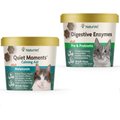 NaturVet Quiet Moments Calming Aid Plus Melatonin Cat Soft Chews, 60 count & NaturVet Digestive Enzymes Plus Probiotics Cat Soft Chews, 60 count