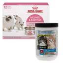 Nutri-Vet Kitten Milk Replacement Powder, 12-oz & Royal Canin Mother & Babycat Ultra-Soft Mousse in Sauce Wet Cat Food for New Kittens & Nursing or Pregnant Mother Cats, 3-oz, pack of 12