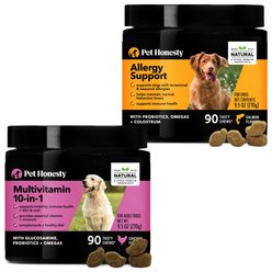 PetHonesty Allergy Relief Snacks Immunity Strength & Digestive Health Soft Chews Dog Supplement, 90 count & PetHonesty 10-for-1 Multivitamin with Glucosamine Snacks Soft Chews Dog Supplement, 90 count
