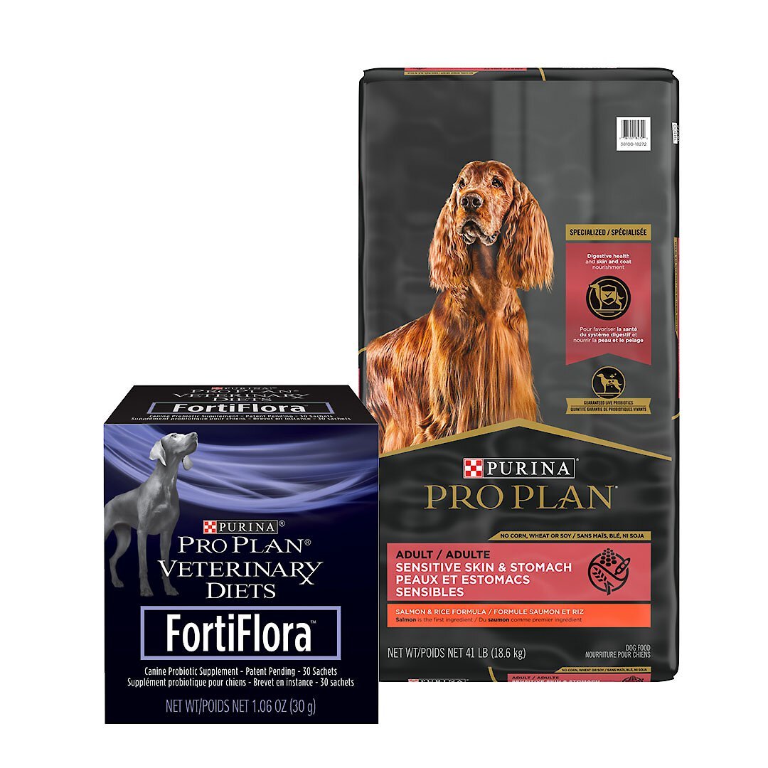 On the Purina Pro Plan FortiFlora SA, are the powder packets and the