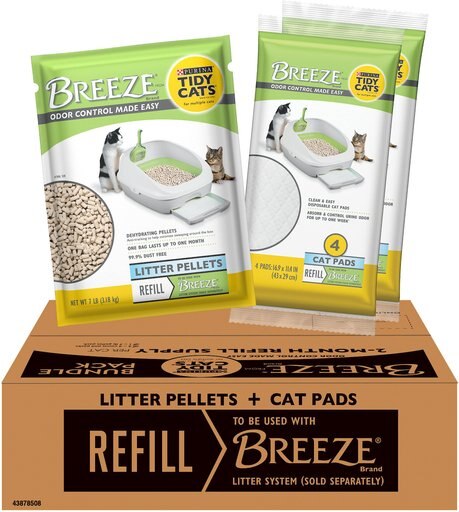 Tidy Cats Breeze Hooded Cat Litter Box System & Tidy Cats Breeze Cat Pads & Litter Pellets Bundle Pack