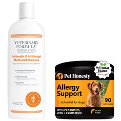 Veterinary Formula Clinical Care Antiseptic & Antifungal Shampoo, 16-oz bottle & PetHonesty Allergy Support Soft Chews Dog Supplement