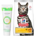 Vetoquinol Laxatone Lubricant for Hairballs Tuna Flavored Cat Oral Gel, 4.25-oz tube & Hill's Science Diet Adult Urinary Hairball Control Dry Cat Food, 15.5-lb bag