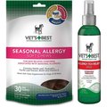Vet's Best Seasonal Allergy Soft Chews Dog Supplement, 30 count & Vet's Best Allergy Itch Relief Spray for Dogs, 8-oz bottle