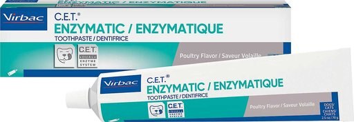 Virbac C.E.T. Enzymatic Dog & Cat Poultry Flavor Toothpaste, 70 gram & Virbac C.E.T. Pet Toothbrush, Color Varies