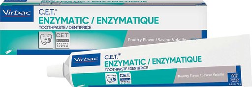Virbac C.E.T. Enzymatic Dog & Cat Poultry Flavor Toothpaste, 70 gram & Virbac C.E.T. Dual Ended Dog & Cat Toothbrush, Color Varies