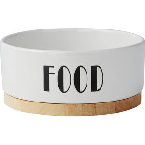 Frisco Ceramic Food Dog & Cat Bowl with Wood Base, 1.25 Cup