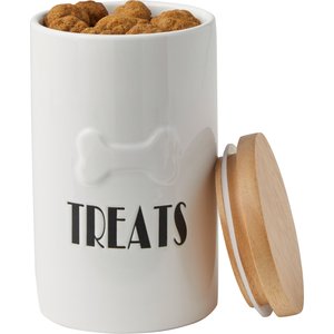 Frisco Ceramic Treat Jar with Wood Lid, 4 cup