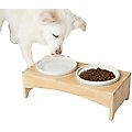 Frisco Ceramic Dog & Cat Double Diner with Elevated Wood Stand, Small: 1.5 cup