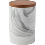 Frisco Ceramic Marble Print Treat Jar with Wood Lid, 3.75 Cup