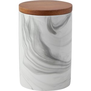 Frisco Ceramic Marble Print Treat Jar with Wood Lid, 3 Cup