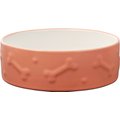 Frisco Bone Non-skid Ceramic Dog & Cat Bowl, Peach, 1.50 Cups
