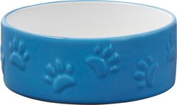 Frisco Paw Prints Non-skid Ceramic Dog & Cat Bowl, Blue, Small: 1.5 cup, 1 count