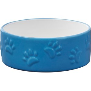 Frisco Paw Prints Non-skid Ceramic Dog & Cat Bowl, Blue, 1.5 Cup
