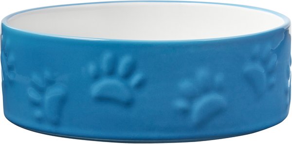 Frisco Paw Prints Non-skid Ceramic Dog & Cat Bowl, Blue, Medium, 1 count slide 1 of 7