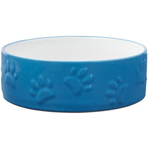 Frisco Paw Prints Non-skid Ceramic Dog & Cat Bowl, Blue, 8 Cup, 1 count