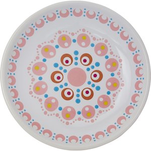 Frisco Kaleidoscope Pattern Non-skid Ceramic Cat Dish, Pink, 0.50 Cup