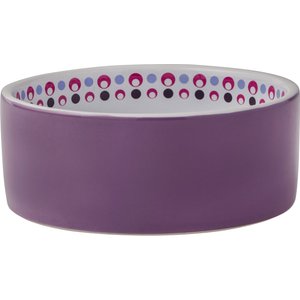 Frisco Kaleidoscope Pattern Non-skid Ceramic Cat Dish, Purple, 1.50 Cup