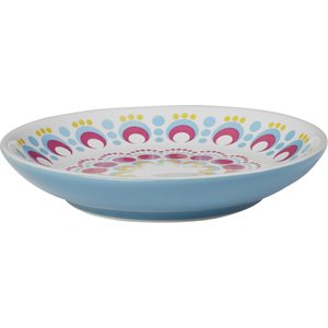 Frisco Kaleidoscope Pattern Non-skid Ceramic Cat Dish, Blue, 0.50 Cup