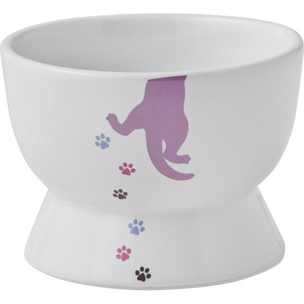 FRISCO Cat Print NonSkid Elevated Ceramic Cat Bowl, Tall, 1 cup