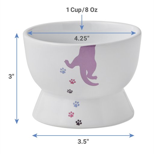 Frisco Cat Print Non-skid Elevated Ceramic Cat Bowl, Short, 1 cup, 1 count