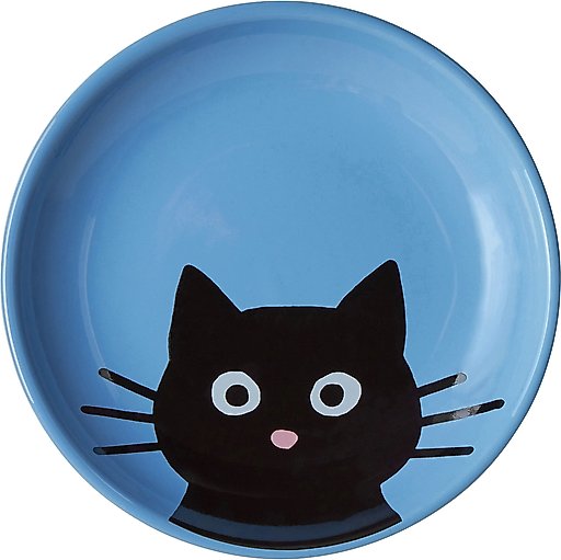 Frisco Cat Face Non-skid Ceramic Cat Dish, Blue, 0.5 cup, 1 count