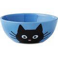 Frisco Cat Face Non-skid Ceramic Cat Bowl, Blue, Small