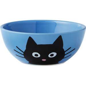 Frisco Cat Face Non-skid Ceramic Cat Bowl, Blue, 1.25 Cup