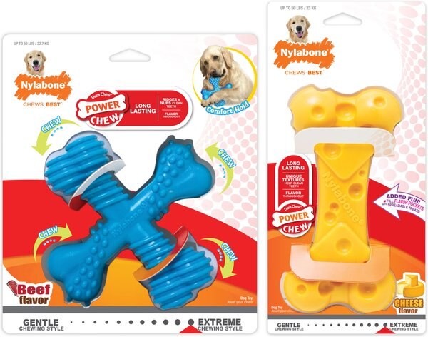Nylabone Power Chew Tough Chew Dog Toys Bundle, Beef & Cheese, Large, 2 Count slide 1 of 10