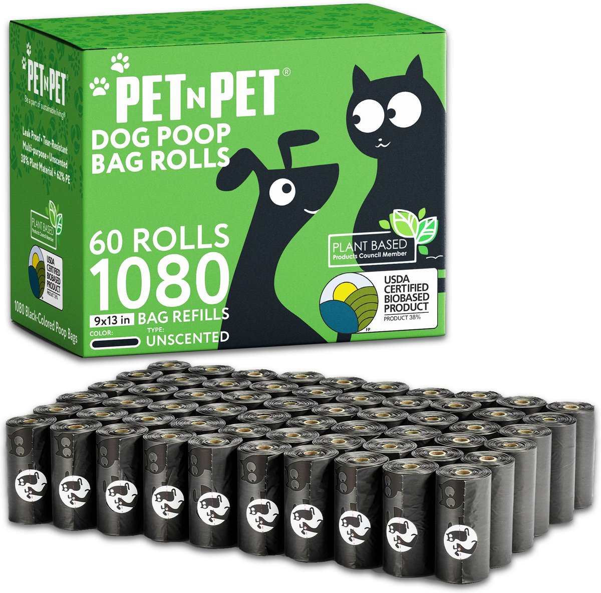 PET N PET Dog Poop Bag 100% Compostable Poop Bags Vegetable-Based Corn  Starch Dog Poop Bags Unscented Poop Bags Refill Rolls - Walmart.com