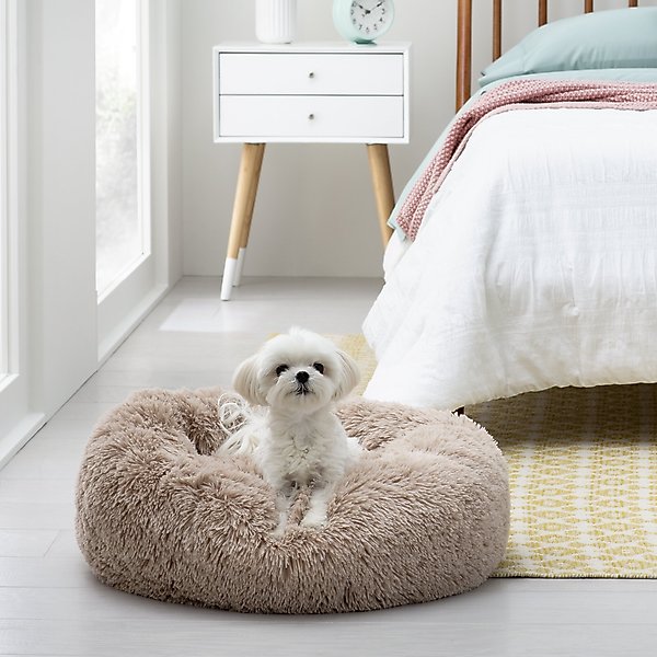 Brindle Donut Cuddler Dog & Cat Bed, Tan, Small slide 1 of 9