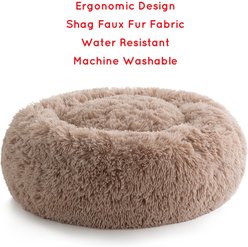 Brindle Donut Cuddler Dog & Cat Bed, Tan, Small slide 2 of 9