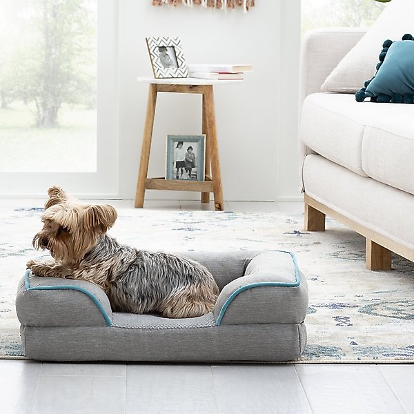 Brindle Orthopedic Bolster Dog & Cat Bed with Removable Cover, Dove Gray/Blue, Medium slide 1 of 8