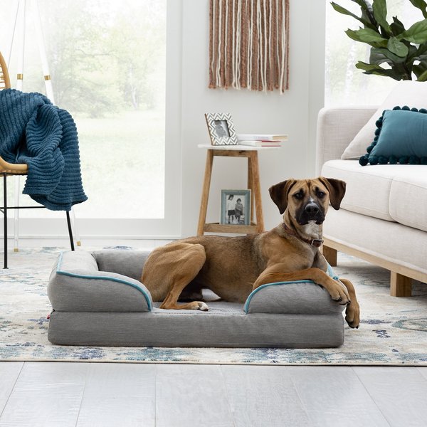 Brindle Orthopedic Bolster Dog & Cat Bed with Removable Cover, Dove Gray/Blue, Large slide 1 of 8